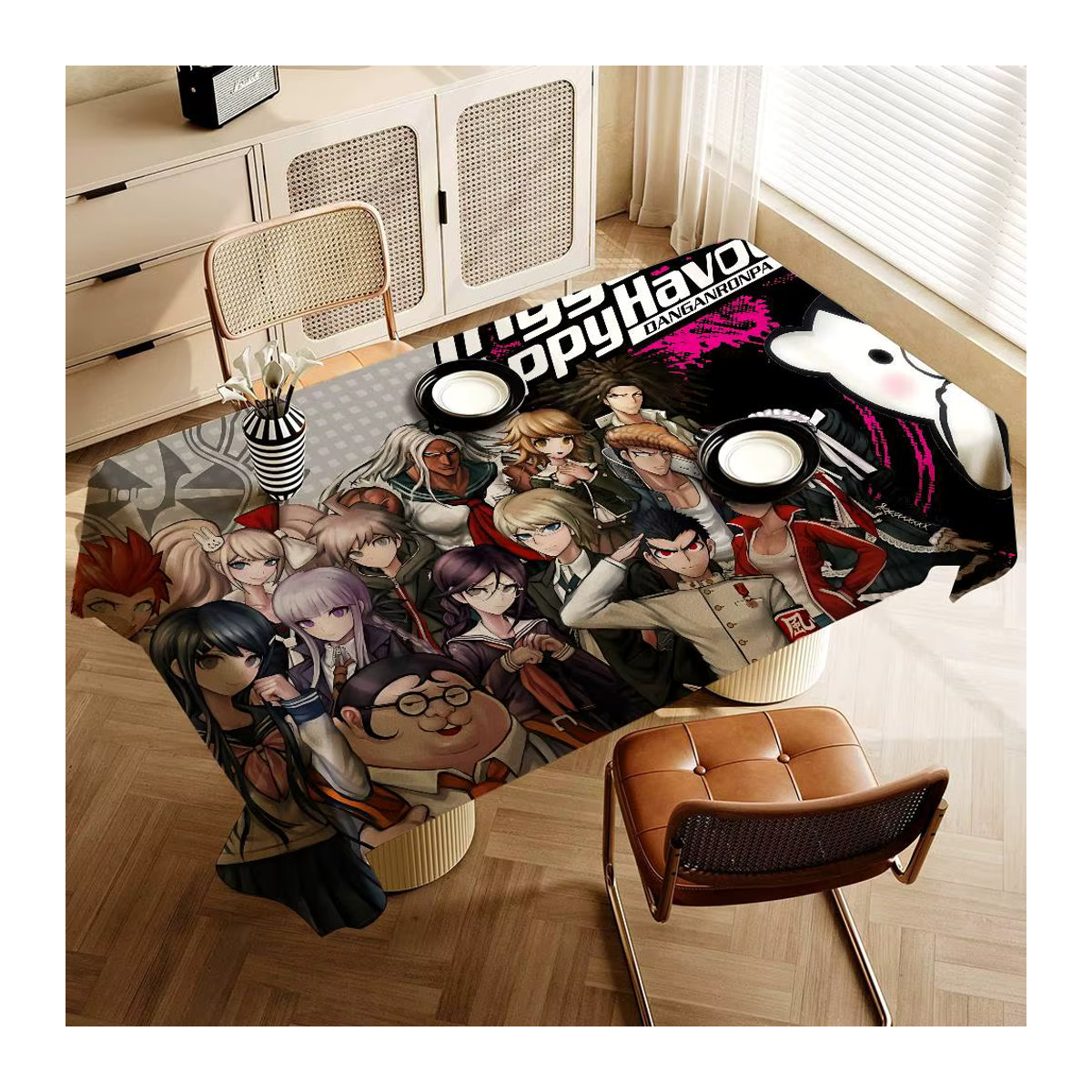 Wasserdichte und wiederverwendbare rechteckige Tischdecke mit Danganronpa Cartoon-Motiv von Potdemiel in Mehrfarbig - Bild 2
