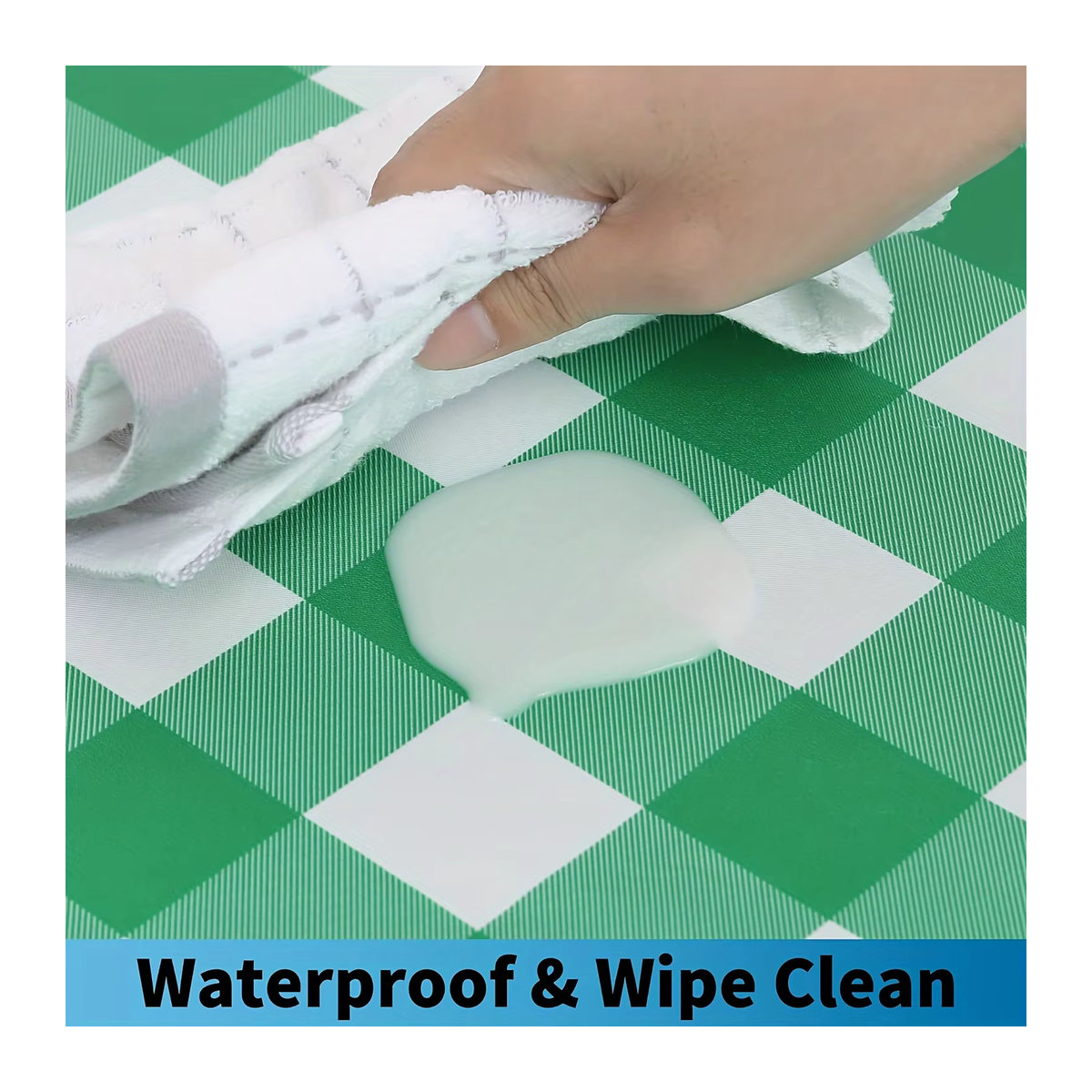 Wasserdichte Vinyl-Tischdecke mit Flanellrücken im Büffel-Check, elastisch und rutschfest, Grau/Grün - Bild 3