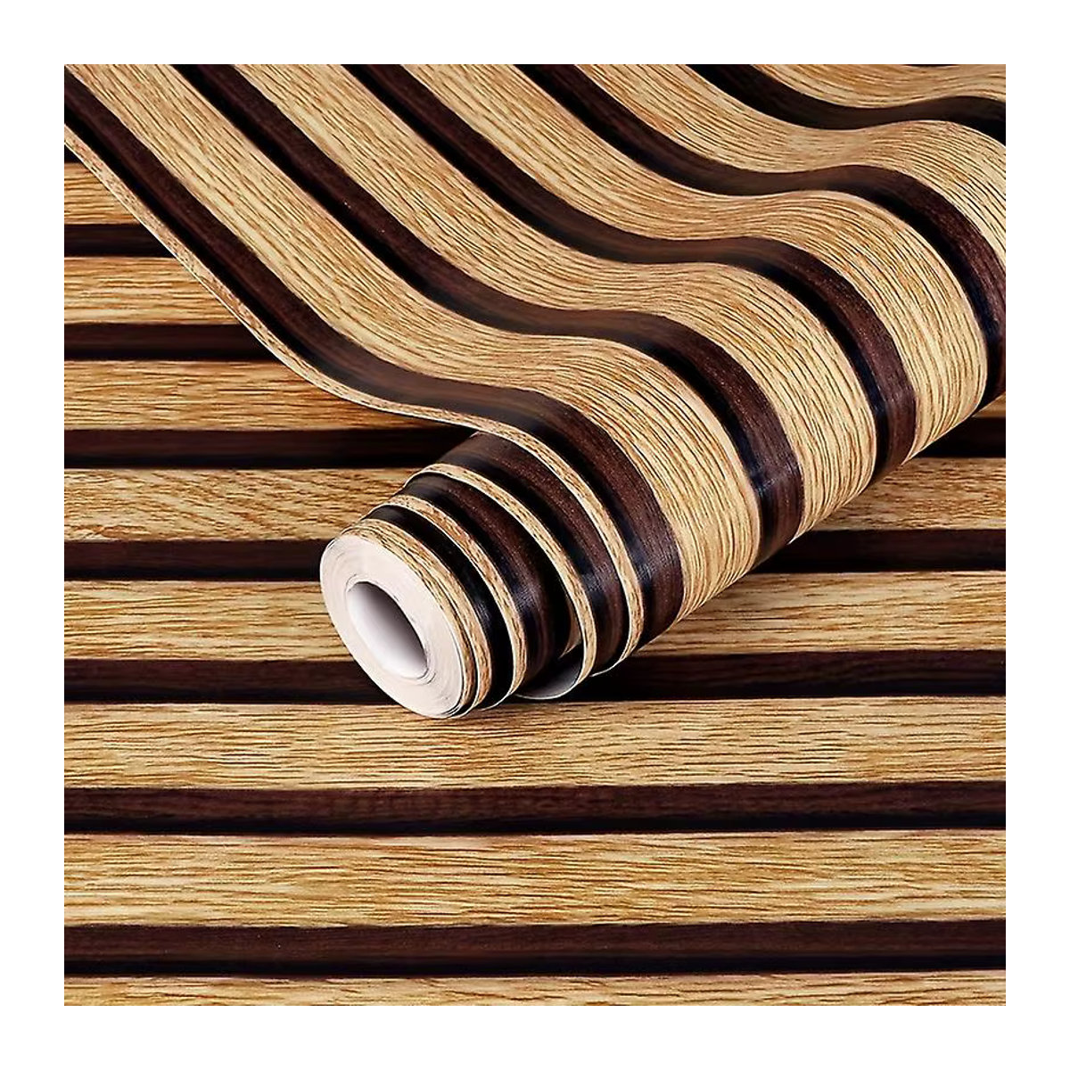 Wasserdichte Wandaufkleber mit Holzmaserung und Streifen-Design von ctzsoop in Braun, B/H: 100 x 45 cm - Bild 5