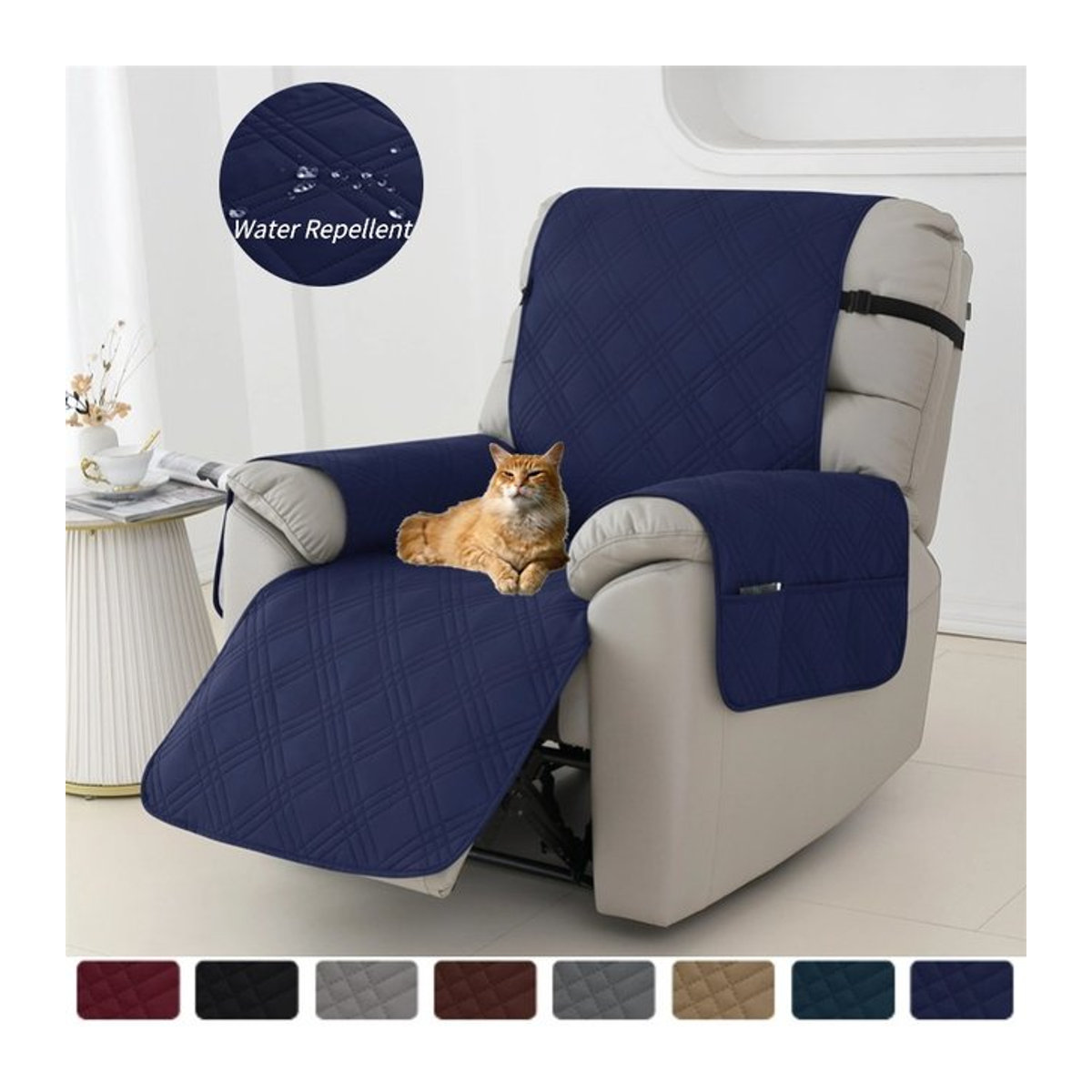 Wasserdichter 1-Sitzer Sesselbezug von Yupartex in Blau mit Anti-Rutsch-Funktion und elastischem Riemen zum Schutz deiner Couch - Bild 1