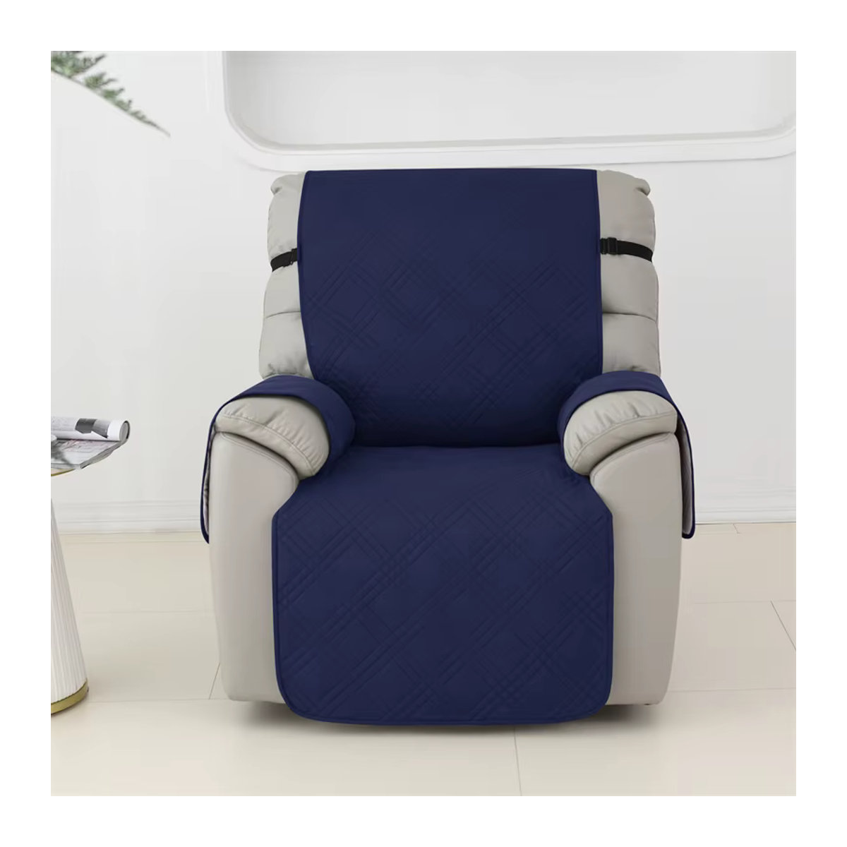 Wasserdichter 1-Sitzer Sesselbezug von Yupartex in Blau mit Anti-Rutsch-Funktion und elastischem Riemen zum Schutz deiner Couch - Bild 3