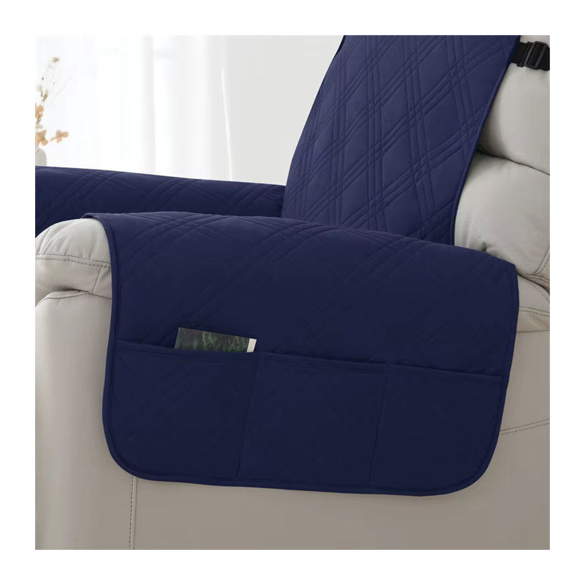 Wasserdichter 1-Sitzer Sesselbezug von Yupartex in Blau mit Anti-Rutsch-Funktion und elastischem Riemen zum Schutz deiner Couch - Bild 4