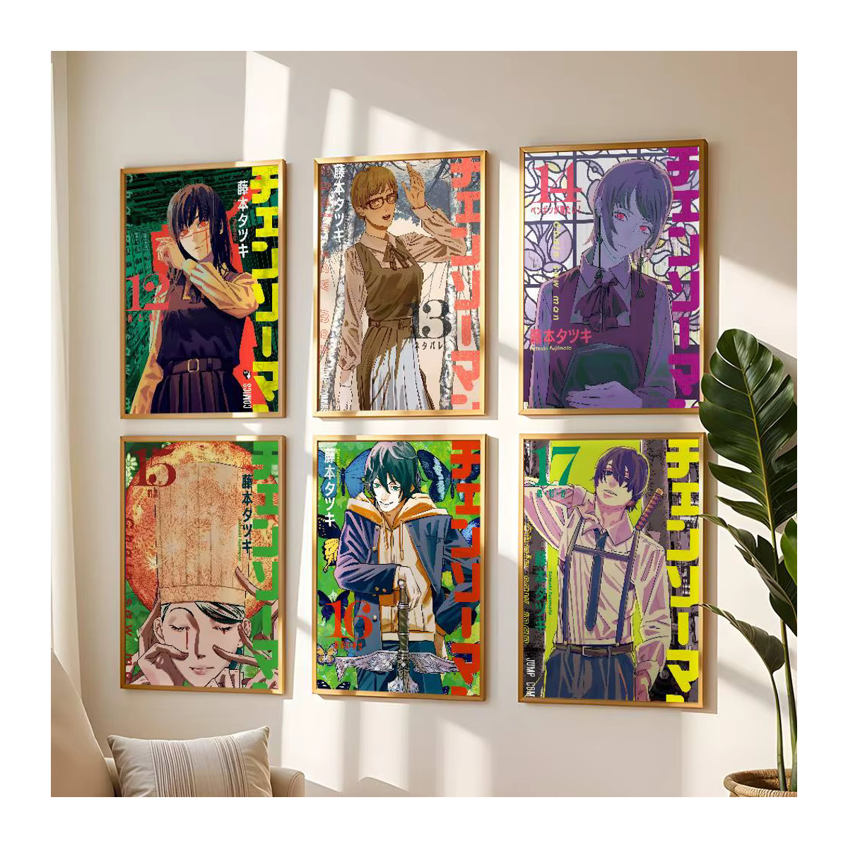 Wasserdichter Anime Kettensäge Mann Wandaufkleber als selbstklebendes Wandbild in Mehrfarbig - Bild 3