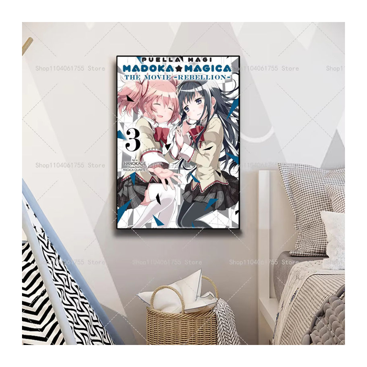 Wasserdichter Anime Puella Magi Madoka Magica Wandaufkleber aus Papier, mehrfarbig, rechteckig - Bild 5
