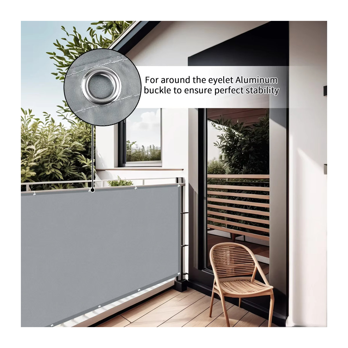 Wasserdichter Balkon-Sichtschutz und Sonnenschutznetz mit 95 % UV-Schutz in Beige oder Grau - Bild 3
