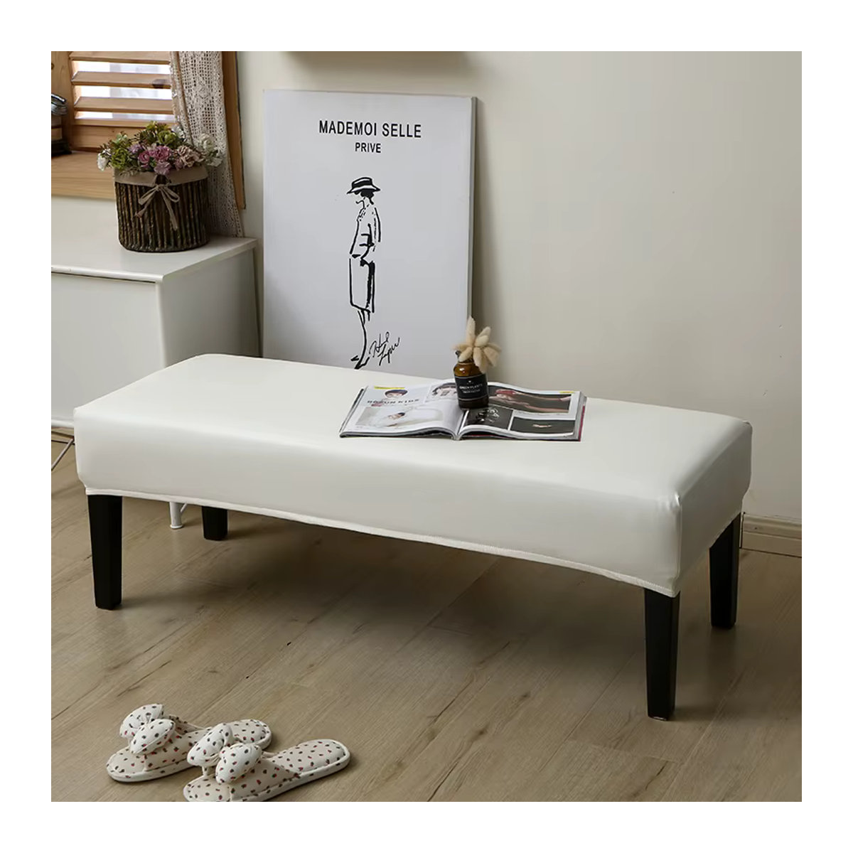 Wasserdichter Bankstuhlbezug aus PU-Leder von S-EMIGA in Beige als Möbelschutz und Schonbezug - Bild 5