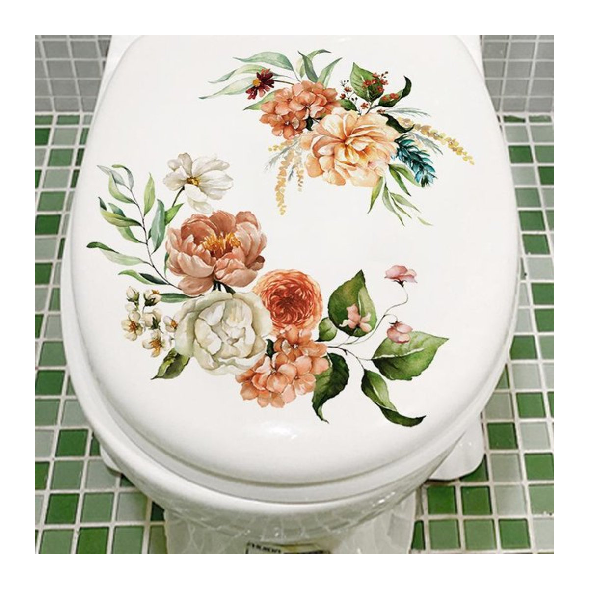 Wasserdichter Blumen-Aufkleber aus PVC für WC-Sitzdeckel und Kühlschrank, mehrfarbig und unregelmäßig geformt von xianyi01 - Bild 1