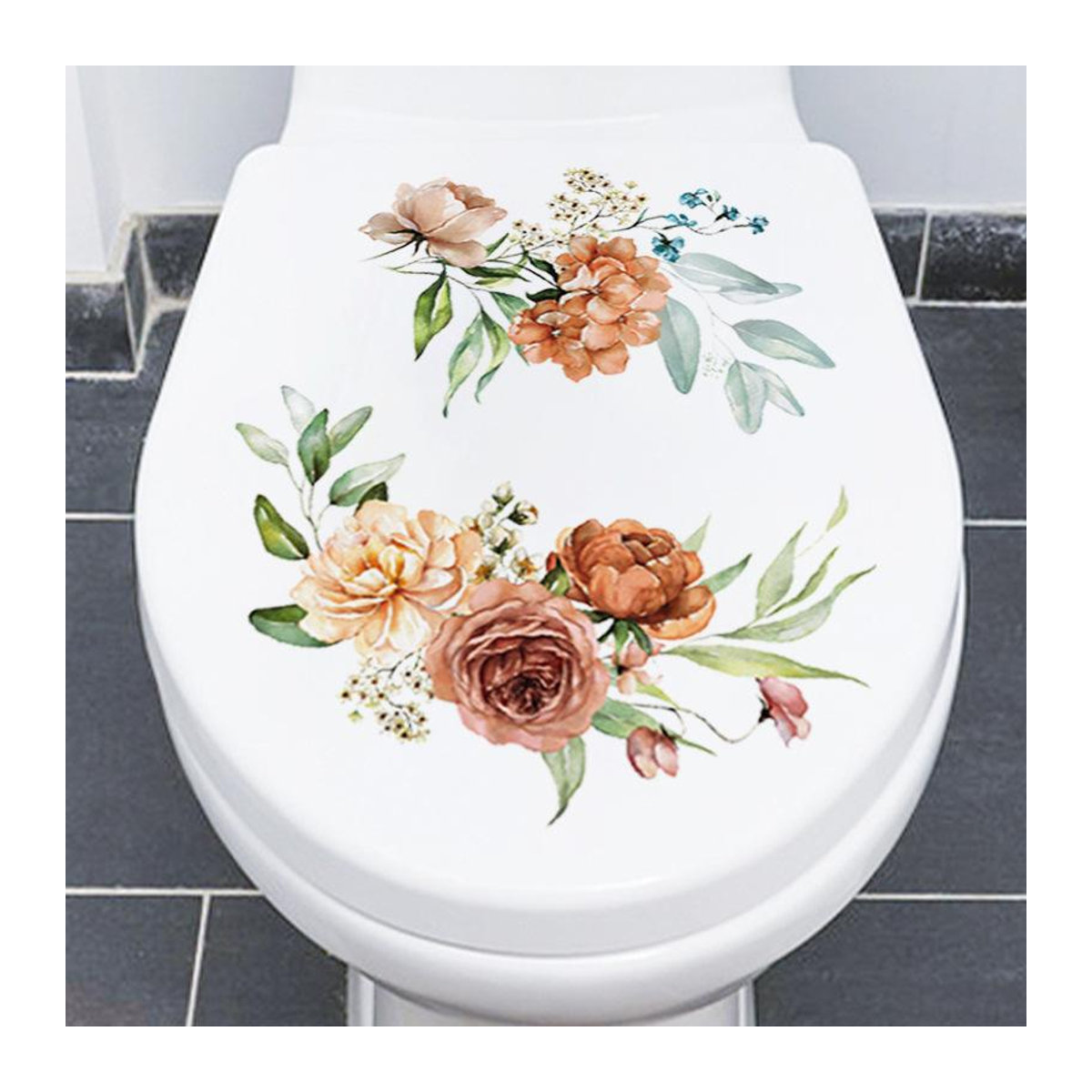 Wasserdichter Blumen-Aufkleber aus PVC für WC-Sitzdeckel und Kühlschrank, mehrfarbig und unregelmäßig geformt von xianyi01 - Bild 2