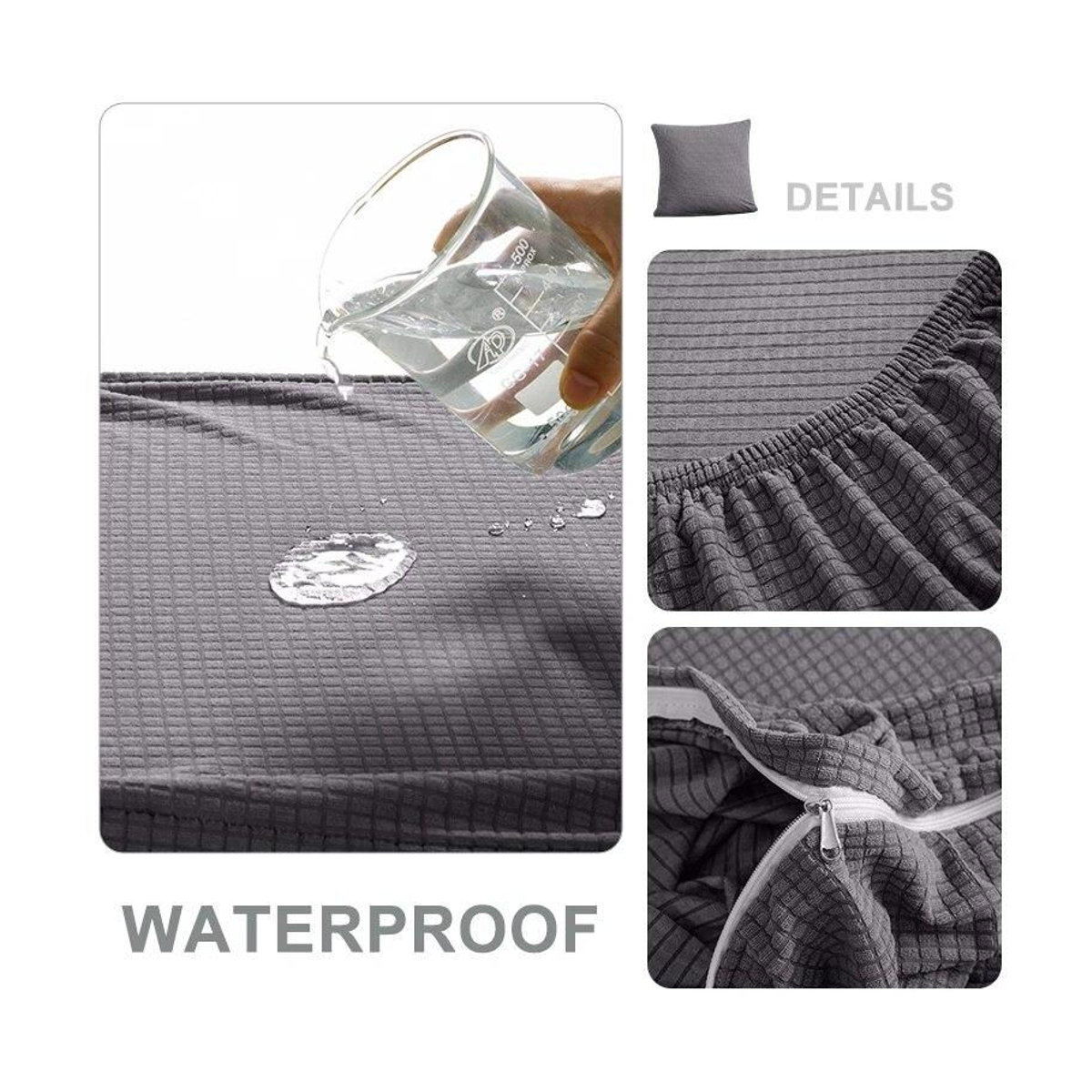 Wasserdichter Einzelsofabezug von A Family Of Home Textiles in Grau mit Karomuster, elastischer und rutschfester Sesselbezug für dein Wohnzimmer - Bild 7