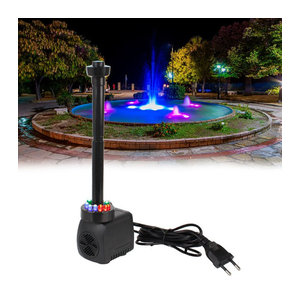 Wasserdichter Gartenaquariumbrunnen in Schwarz mit 12 LED-Lichtern und leiser Wasserpumpe (15 W)