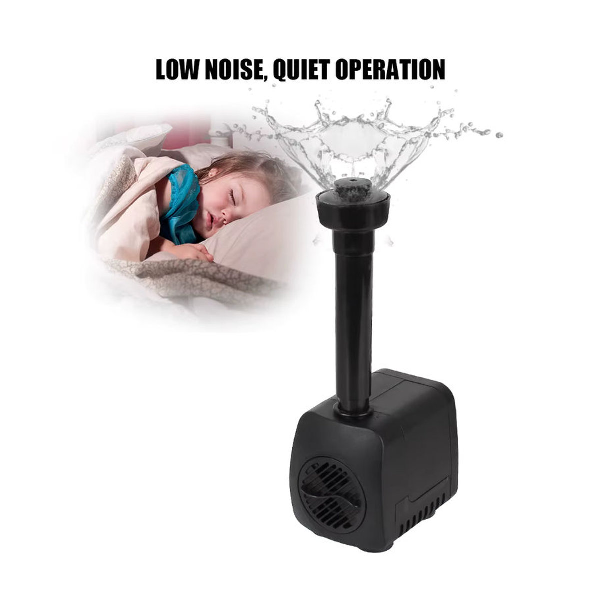 Wasserdichter Gartenaquariumbrunnen in Schwarz mit 12 LED-Lichtern und leiser Wasserpumpe (15 W) - Bild 2