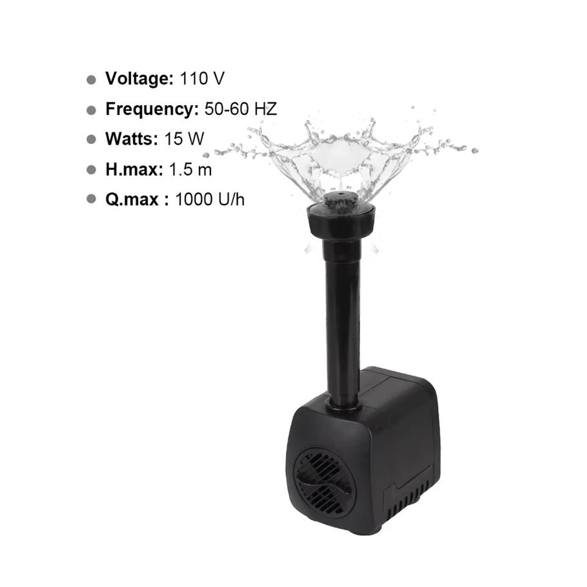 Wasserdichter Gartenaquariumbrunnen in Schwarz mit 12 LED-Lichtern und leiser Wasserpumpe (15 W) - Bild 3