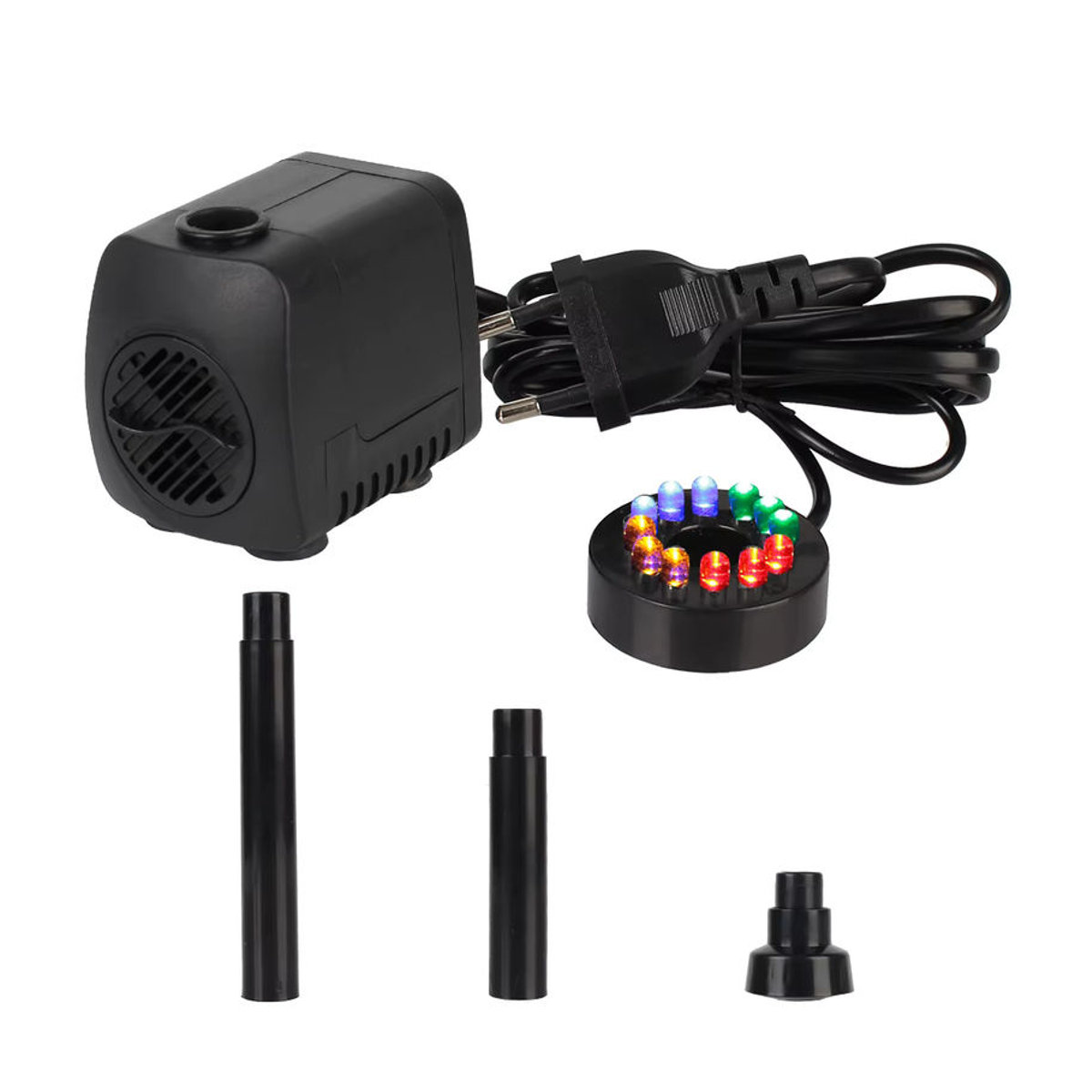 Wasserdichter Gartenaquariumbrunnen in Schwarz mit 12 LED-Lichtern und leiser Wasserpumpe (15 W) - Bild 4