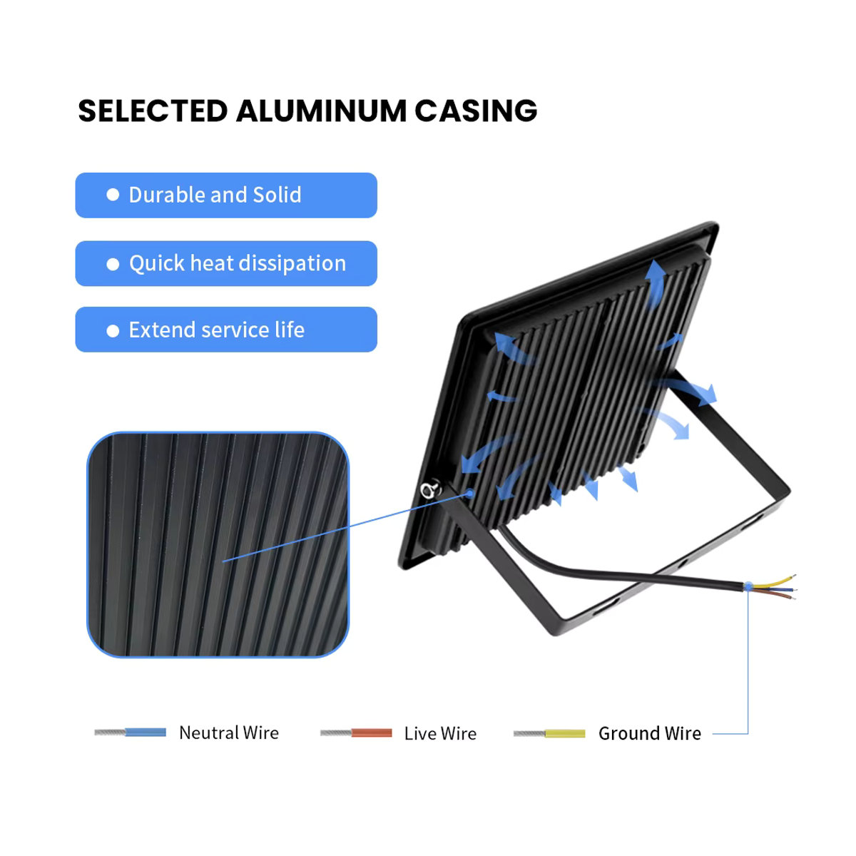 Wasserdichter LED Außenstrahler aus Aluminium in Schwarz mit neutralweißem Licht für Garten und Veranda - Bild 4