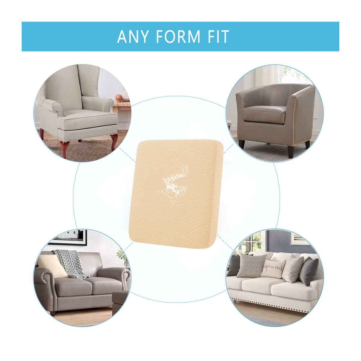 Wasserdichter Outdoor-Sofabezug von BRHUIXUE aus Stretch-Material mit rutschfestem Jacquard-Muster für deine Hofcouch in Blau oder Beige - Bild 2