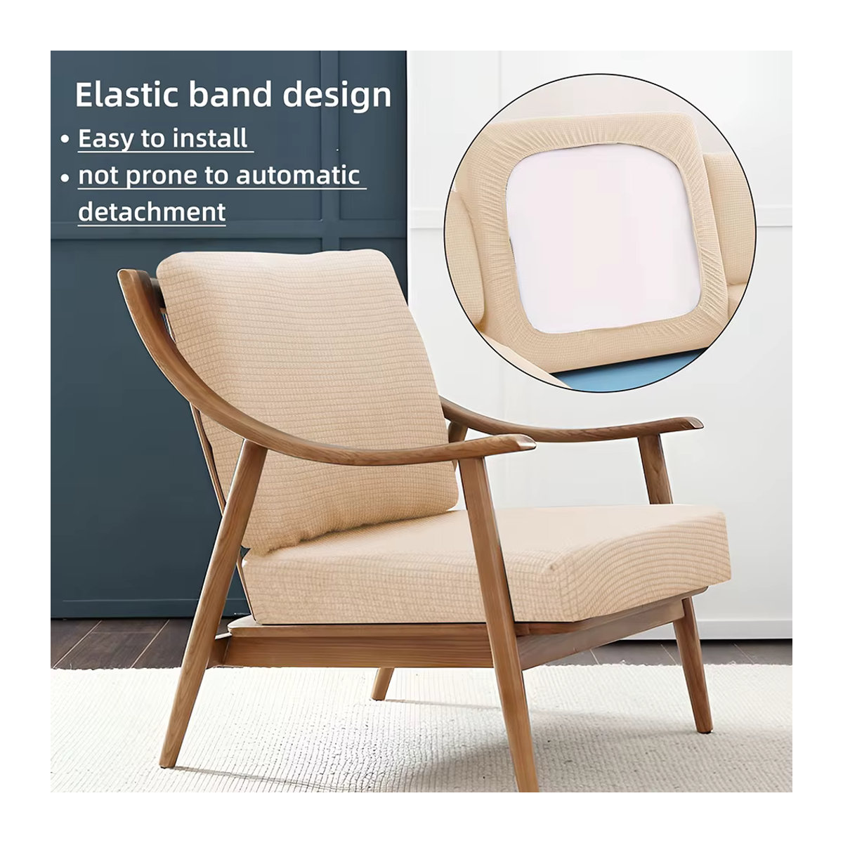 Wasserdichter Outdoor-Sofabezug von BRHUIXUE aus Stretch-Material mit rutschfestem Jacquard-Muster für deine Hofcouch in Blau oder Beige - Bild 4