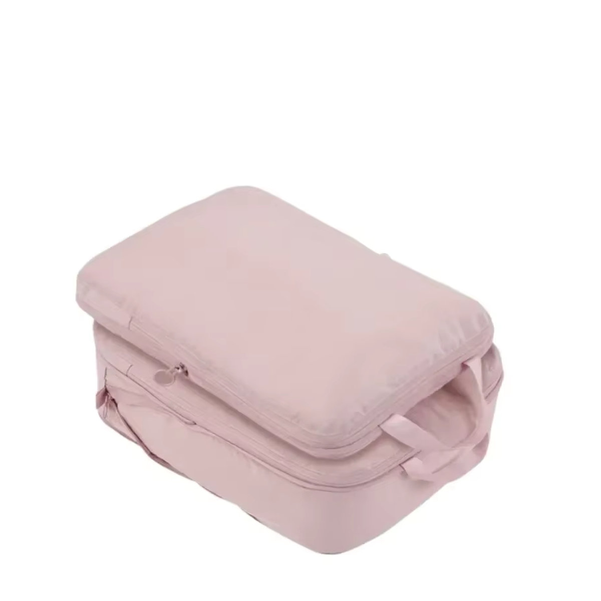 Wasserdichter Reise-Kleidungs-Organizer als Kompressions-Verpackungswürfel für Koffer und Schubladen in Grau und Rosa - Bild 2