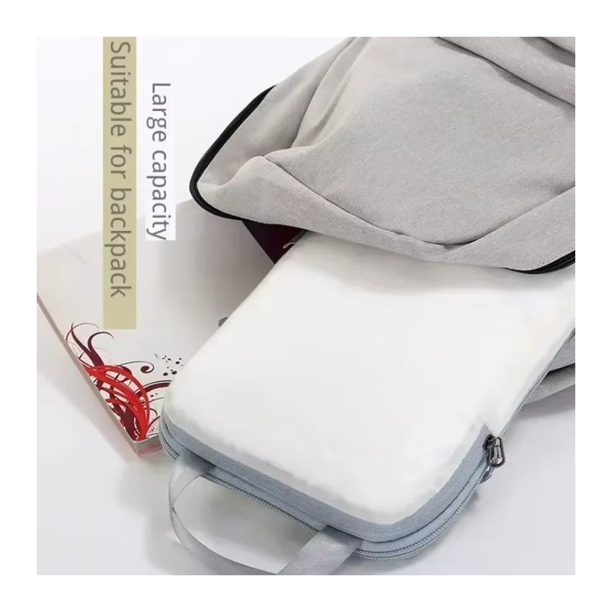 Wasserdichter Reise-Kleidungs-Organizer als Kompressions-Verpackungswürfel für Koffer und Schubladen in Grau und Rosa - Bild 3