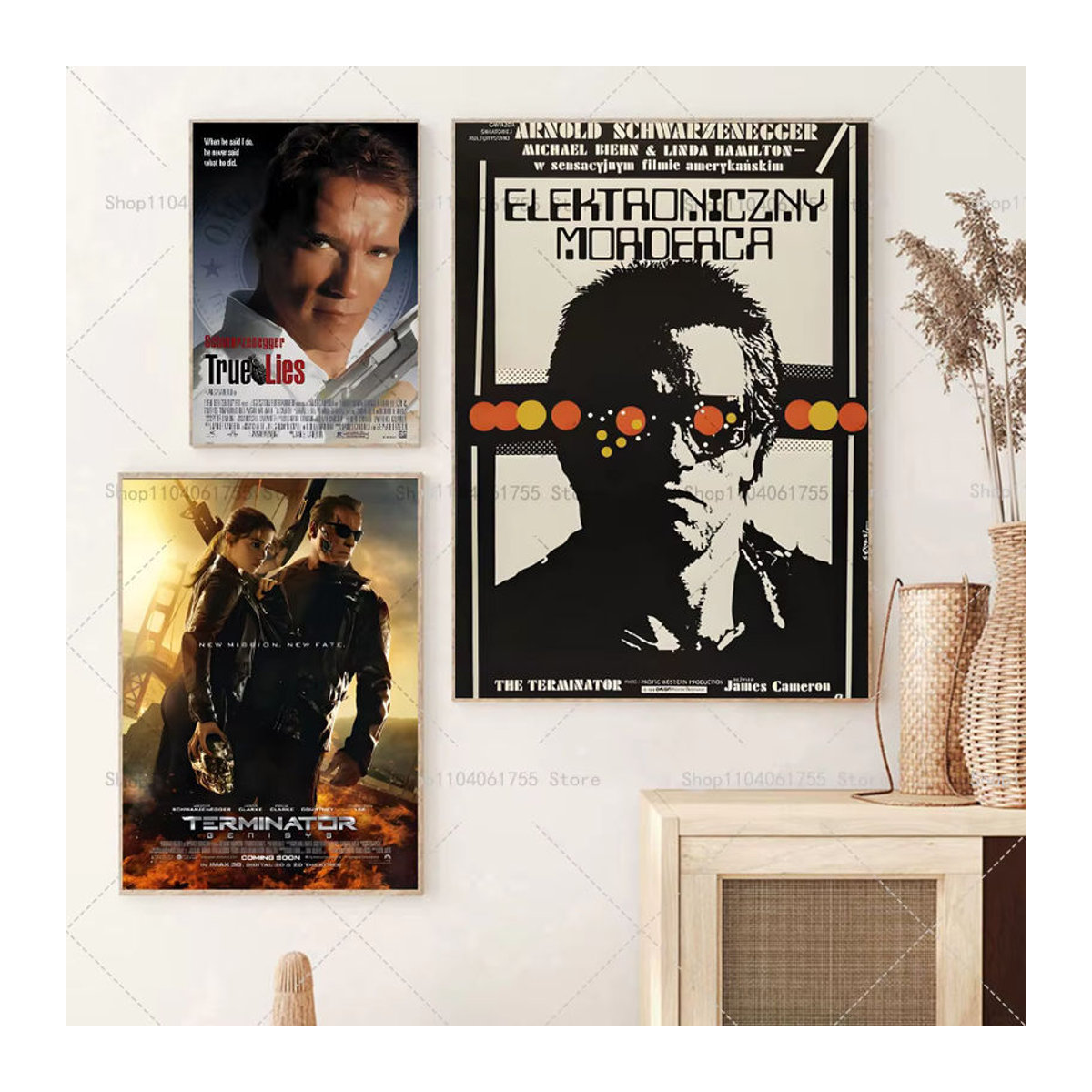 Wasserdichter selbstklebender Wandaufkleber Arnold Schwarzenegger Ikonisches Filmplakat Vintage Wanddekoration Mehrfarbig - Bild 1