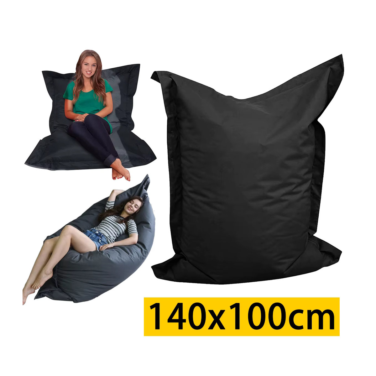 Wasserdichter Sitzsack aus 420D Oxford-Stoff in Grau für Wohnzimmer und Außenbereich - Bild 2