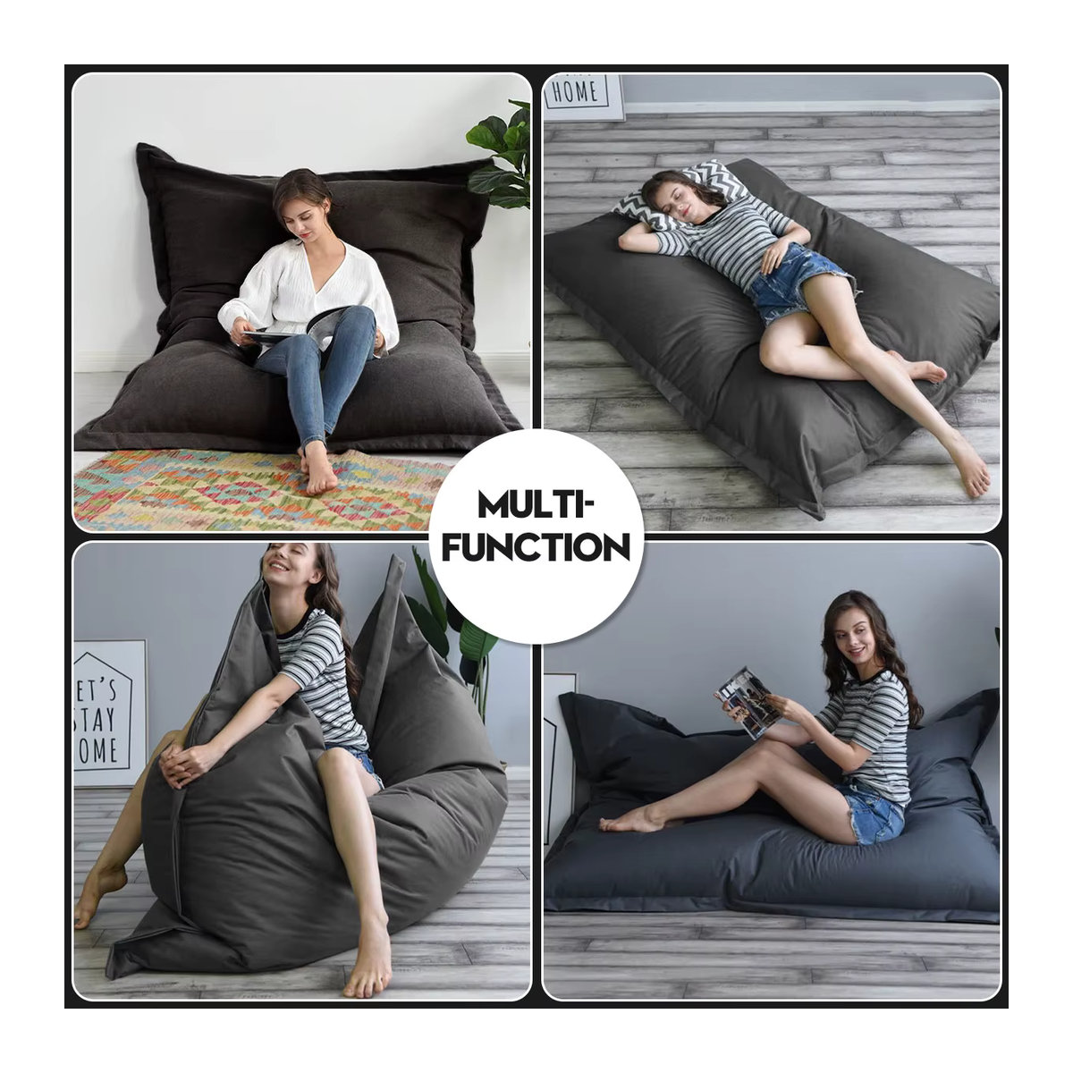 Wasserdichter Sitzsack aus 420D Oxford-Stoff in Grau für Wohnzimmer und Außenbereich - Bild 4