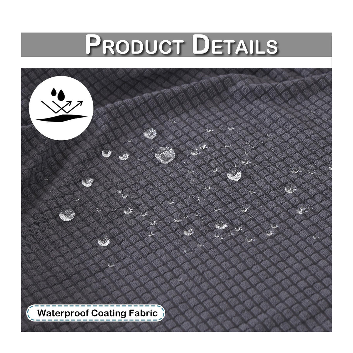Wasserdichter Stretch-Jacquard-Kissenbezug mit Karomuster von Lucky Black Cat in Dunkelgrau für extra große Sofakissen und Möbelschutz - Bild 10