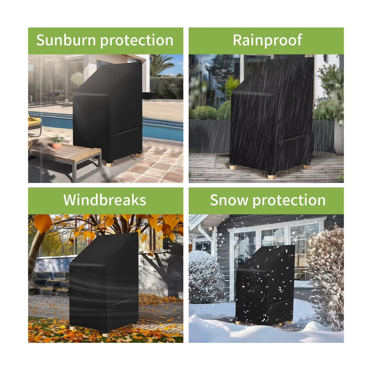 Wasserdichter Stuhlbezug für Gartenmöbel und Outdoor-Sitzgelegenheiten, Schwarz - Bild 6