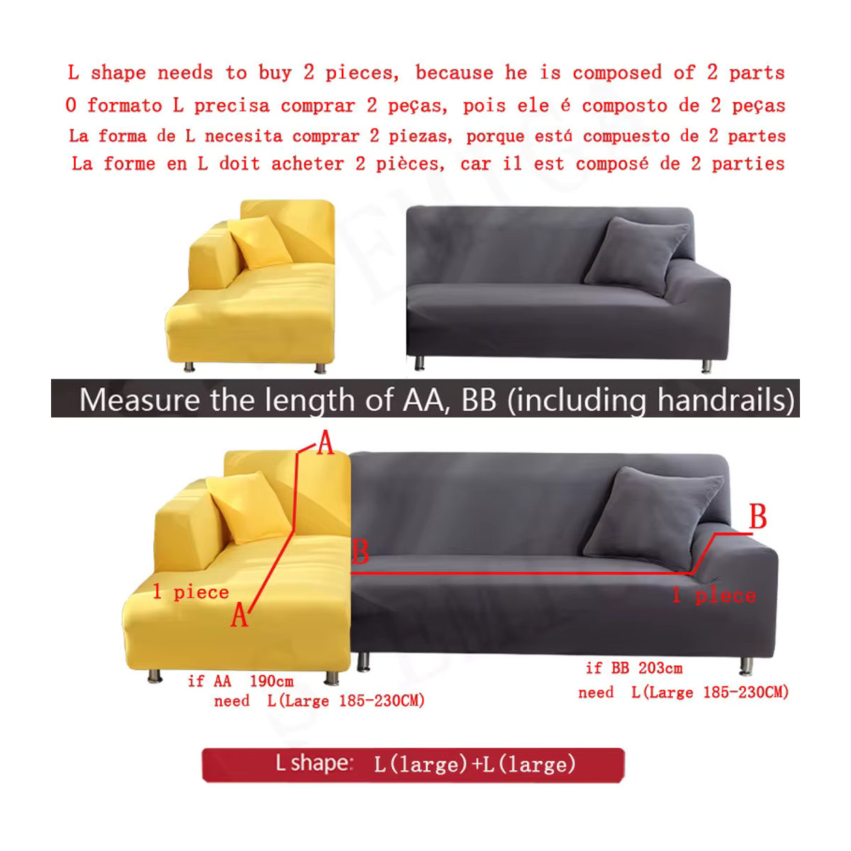 Wasserdichter und elastischer Ecksofa Bezug für 1 bis 4 Sitze in L-Form als Schutzhülle für deine Couch - Bild 2