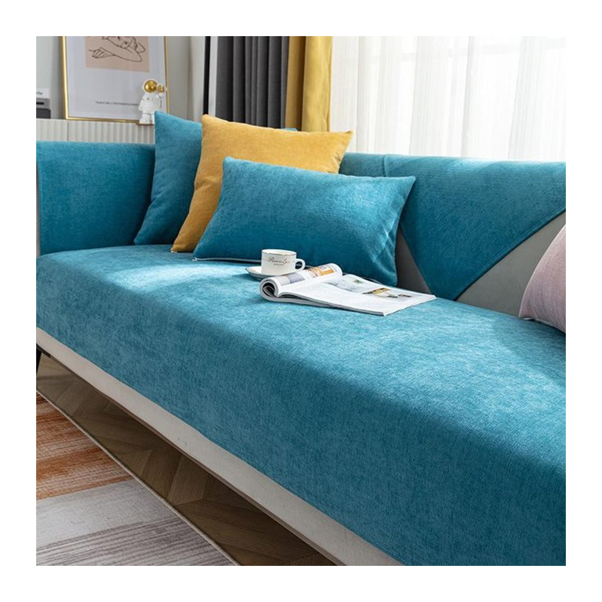 Wasserdichter und kratzfester Sofa Schonbezug von Your Warm Home in Blau für Kissen und Rückenlehne, B/B: 90 x 90 cm - Bild 1
