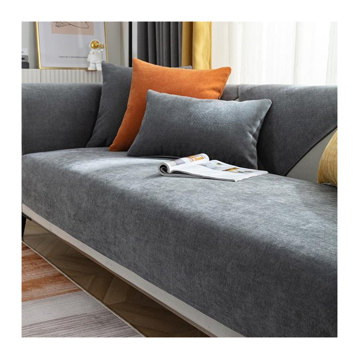 Wasserdichter und kratzfester Sofa Schonbezug von Your Warm Home in Grau für Kissen und Rückenlehne, B/B: 90 x 90 cm - Bild 1