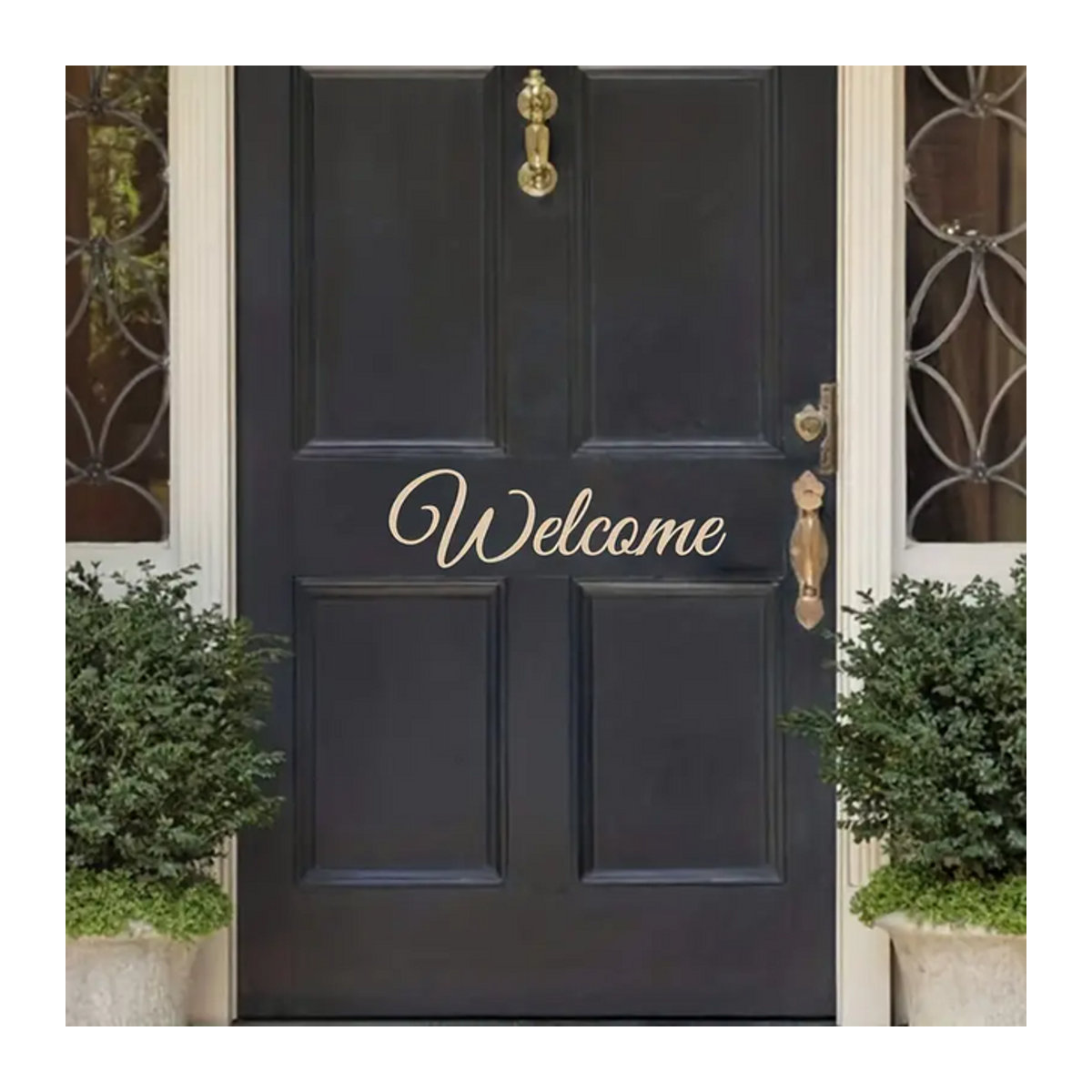 Wasserdichter Vinyl Aufkleber mit englischem Slogan Welcome in Weiß und Gold zur Wanddekoration für dein Wohnzimmer - Bild 1