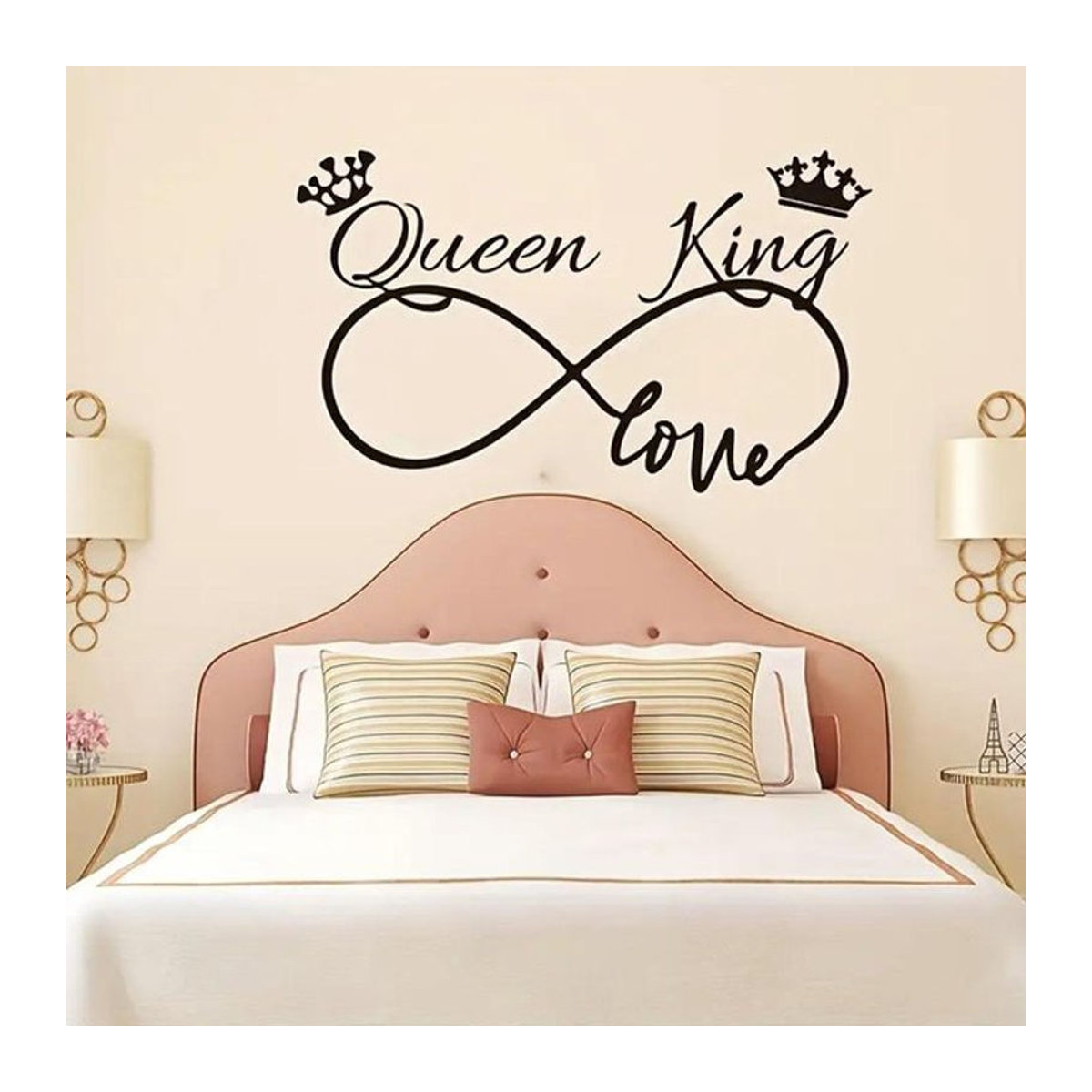 Wasserdichter Wandaufkleber König oder Königin Design in Schwarz, runder Wandsticker für Wohnzimmer und Kinderzimmer - Bild 1