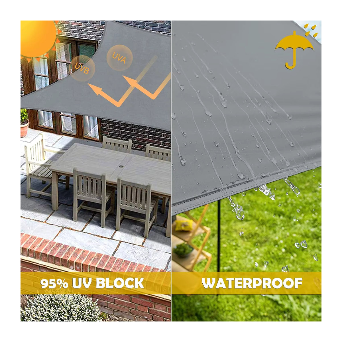 Wasserdichtes dreieckiges Sonnensegel als UV-blockierender Sonnenschutz für Garten, Pergola und Terrasse - Bild 2