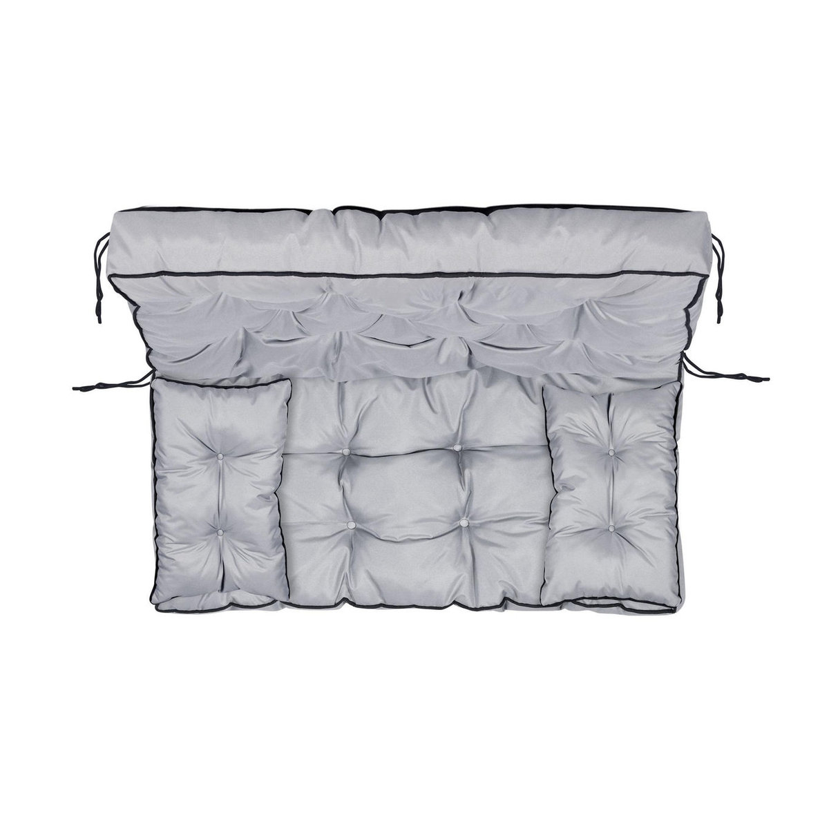 Wasserdichtes Gartenkissen-Set für Bank und Schaukel mit hoher Rückenlehne und Paspelierung sowie XL-Zusatzkissen von AIOFACTORY OGROD in Grau aus Polyester - Bild 13