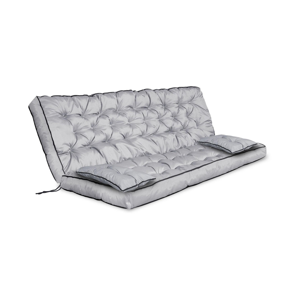 Wasserdichtes Gartenkissen-Set für Bank und Schaukel mit hoher Rückenlehne und Paspelierung sowie XL-Zusatzkissen von AIOFACTORY OGROD in Grau aus Polyester - Bild 2
