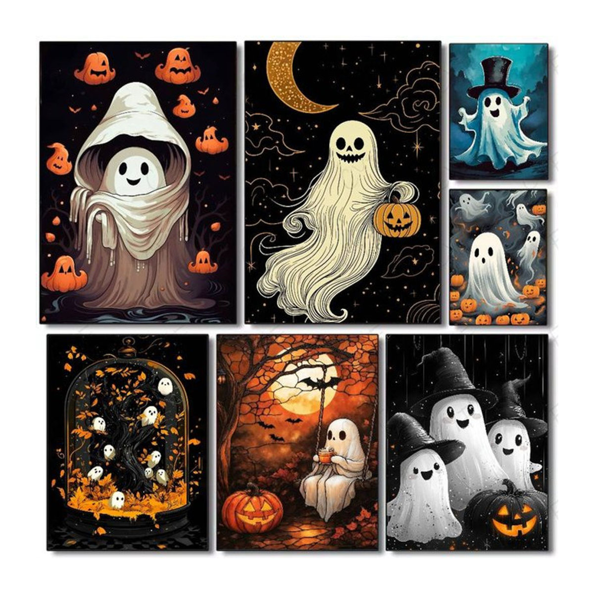Wasserdichtes Halloween Geister Poster als klebrige Wandkunst für dein Zuhause in Mehrfarbig - Bild 1