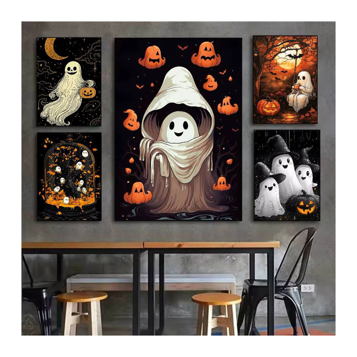 Wasserdichtes Halloween Geister Poster als klebrige Wandkunst für dein Zuhause in Mehrfarbig - Bild 3
