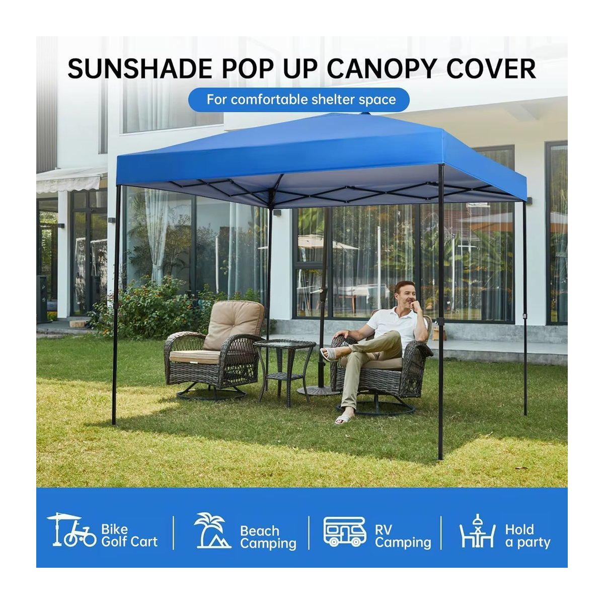 Wasserdichtes Outdoor Regen Shelter aus Oxford-Gewebe für Garten, Hof und Camping, 2 x 2 m - Bild 5