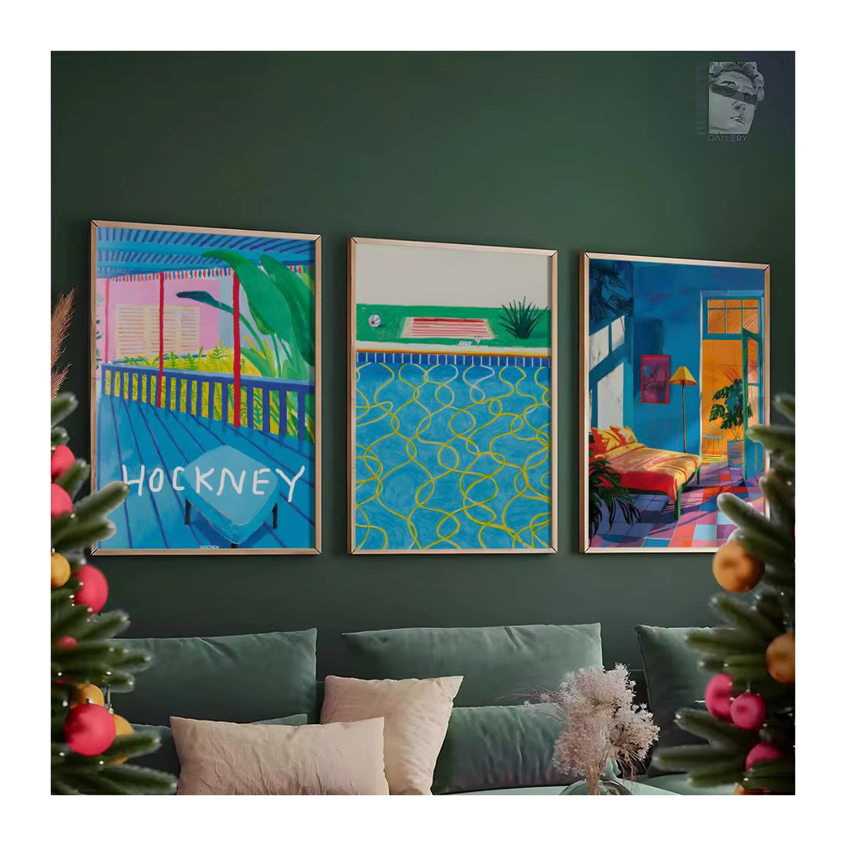 Wasserdichtes selbstklebendes Poster von David Hockney mit Anime- und Landschaftsmotiven in mehrfarbig und schwarz, rechteckiges Papier für die Wandmontage im Hochformat - Bild 2