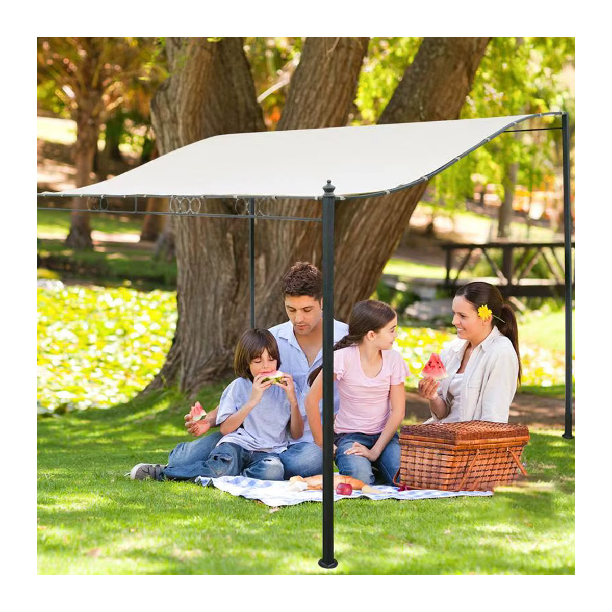 Wasserdichtes Sonnenschutz Segel aus 300D Gewebe als UV-blockierender Baldachin für Terrasse, Pool und Garten in zufälliger Farbe - Bild 3