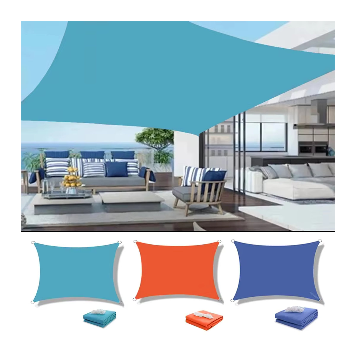 Wasserdichtes Sonnensegel als Markise für Garten, Terrasse, Strand und Camping - Bild 5