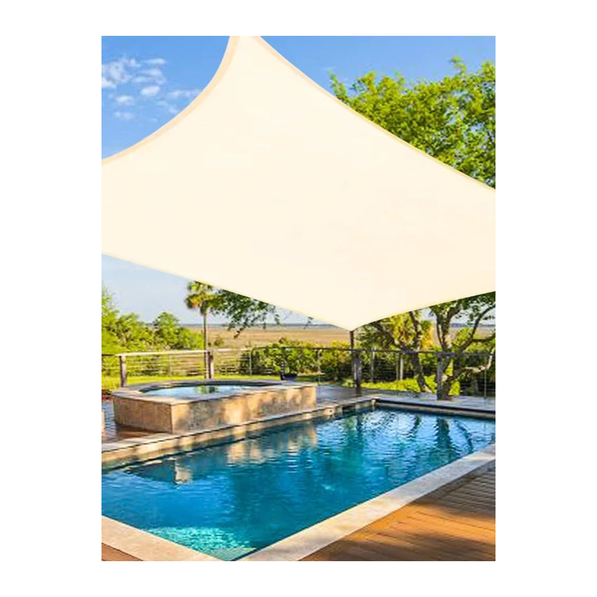 Wasserdichtes Sonnensegel aus Polyester in Beige oder Grau, B/T/H: 200 x 200 x 200 cm - Bild 5