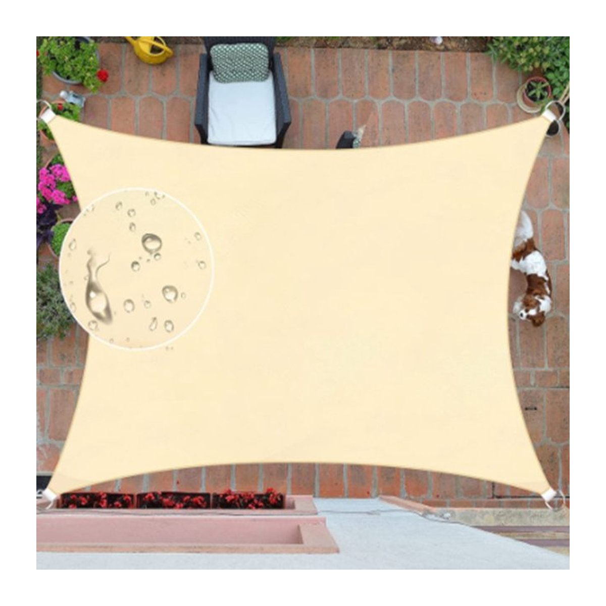 Wasserdichtes Sonnensegel aus Stoff in rechteckiger Form für Garten, Terrasse, Schwimmbad oder Auto - Bild 1