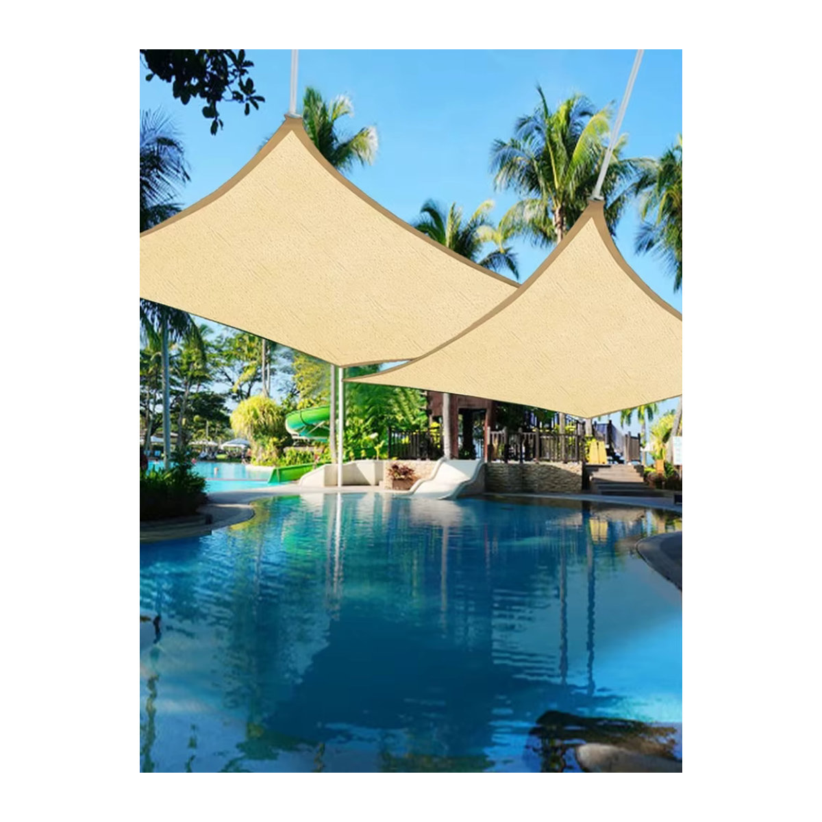 Wasserdichtes Sonnensegel in Beige für Garten und Terrasse mit 98 % UV-Schutz und inklusive Seil - Bild 6