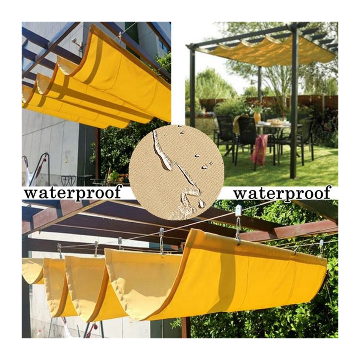 Wasserdichtes Teleskop-Sonnensegel aus Polyester für Garten, Hof und Balkon - Bild 1