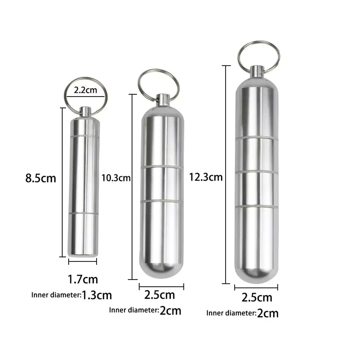 Wasserdichtes Zigarettenetui aus silberner Aluminiumlegierung mit Schlüsselanhänger als minimalistischer Kapselhalter für Zigaretten, Pillen oder Zahnstocher in Silber - Bild 2