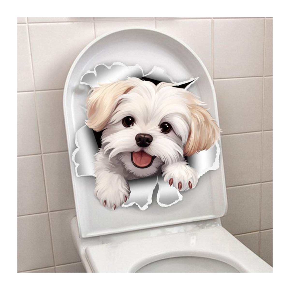 Wasserfeste Wandsticker mit Hundemotiv für Badezimmer und Tür zur Dekoration, mehrfarbig und selbstklebend - Bild 1