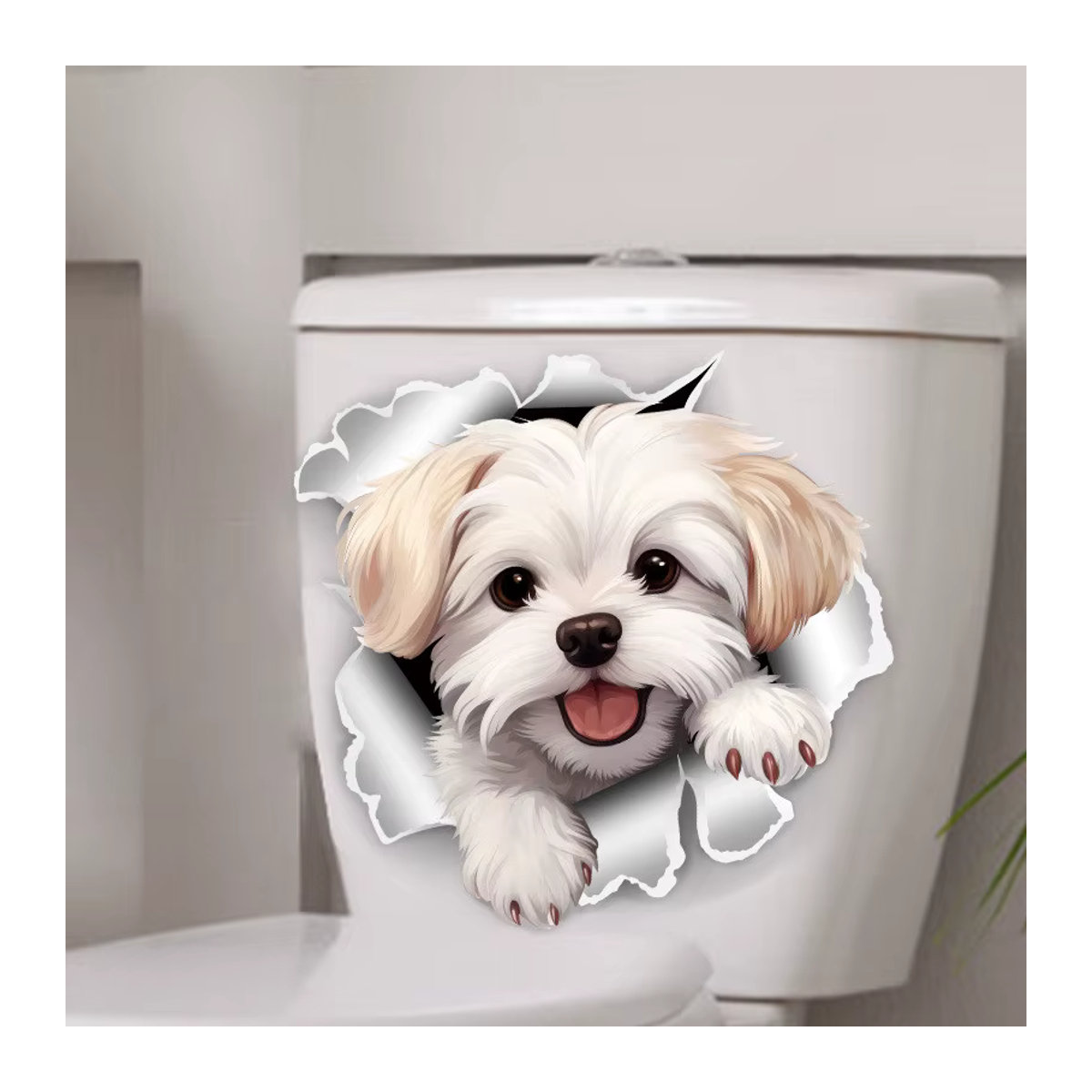 Wasserfeste Wandsticker mit Hundemotiv für Badezimmer und Tür zur Dekoration, mehrfarbig und selbstklebend - Bild 4