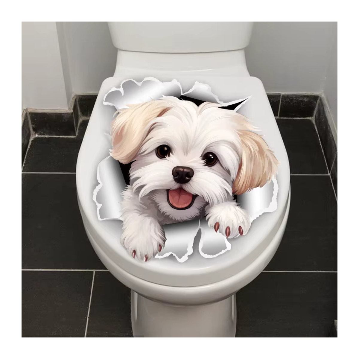 Wasserfeste Wandsticker mit Hundemotiv für Badezimmer und Tür zur Dekoration, mehrfarbig und selbstklebend - Bild 6