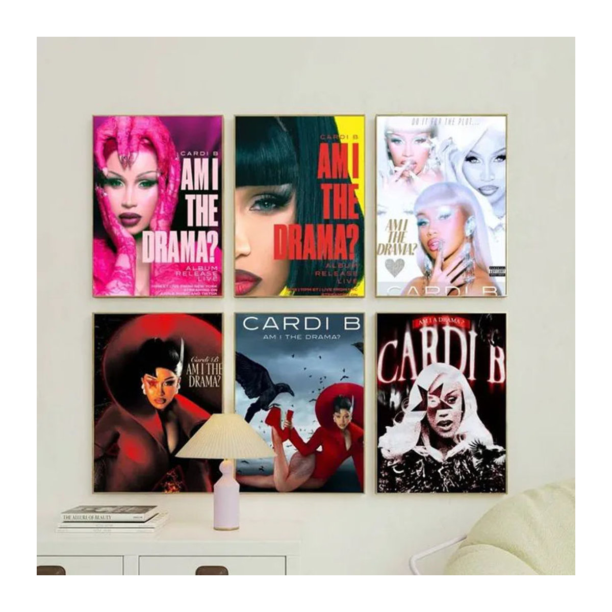 Wasserfester Wandaufkleber Cardi B Am I The Drama Poster aus Papier, mehrfarbig, rechteckig - Bild 1